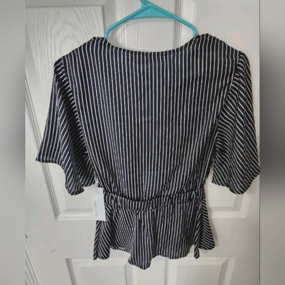 NWT Bishop Young Striped Casual Short Sleeve Womens Blouse XS - Picture 11 of 12